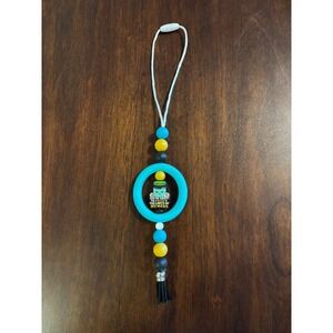 Funny Pill Bottle Silicone Bead Lanyard Bag Charm Breakaway Clasp Tassel Blue